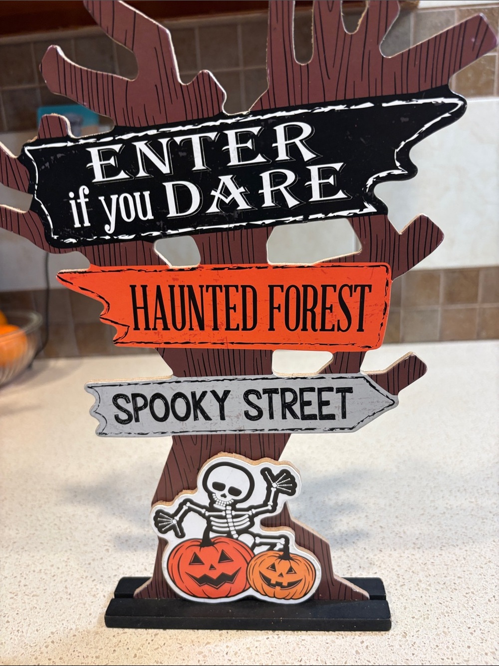 Halloween Wooden Sign Tabletop Décor - Orange, Black, White